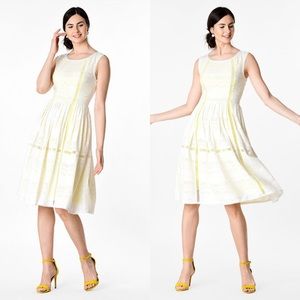 eShakti Floral Eyelet Cotton Lattice Trim Dress